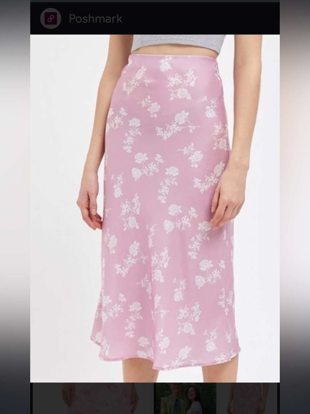 Urban Outfitters Pink Floral Midi Slip Skirt